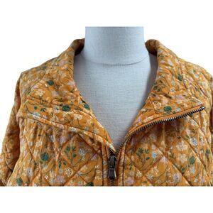 Sonoma Floral Mock Neck Quilted Jacket Orange Size XL
